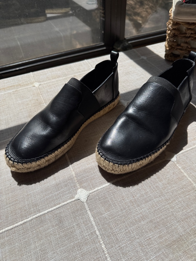 Balenciaga Black Leather Espadrille Slip-On Loafers Size 43/10 Us